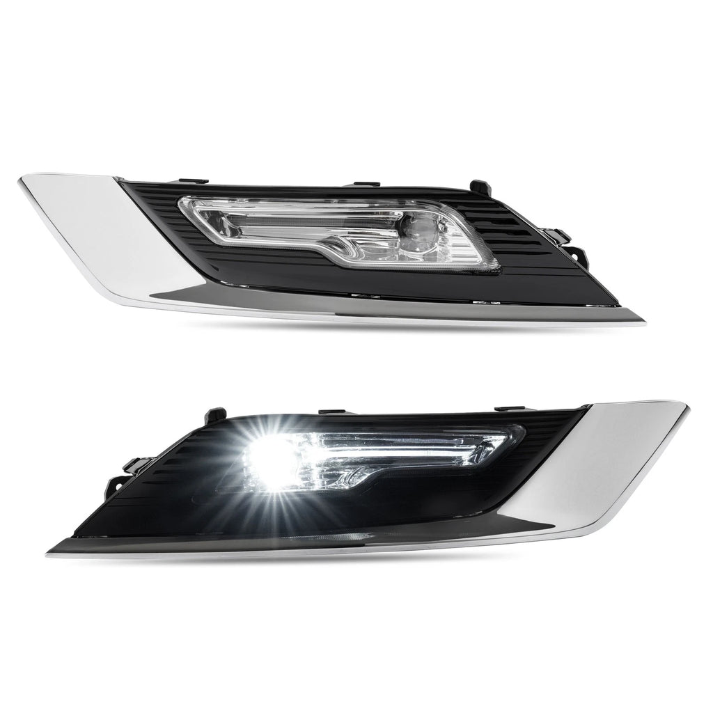 Clear LED Fog Lights Bezel W/Silvery Trim for Ford Fusion (2017–2018)