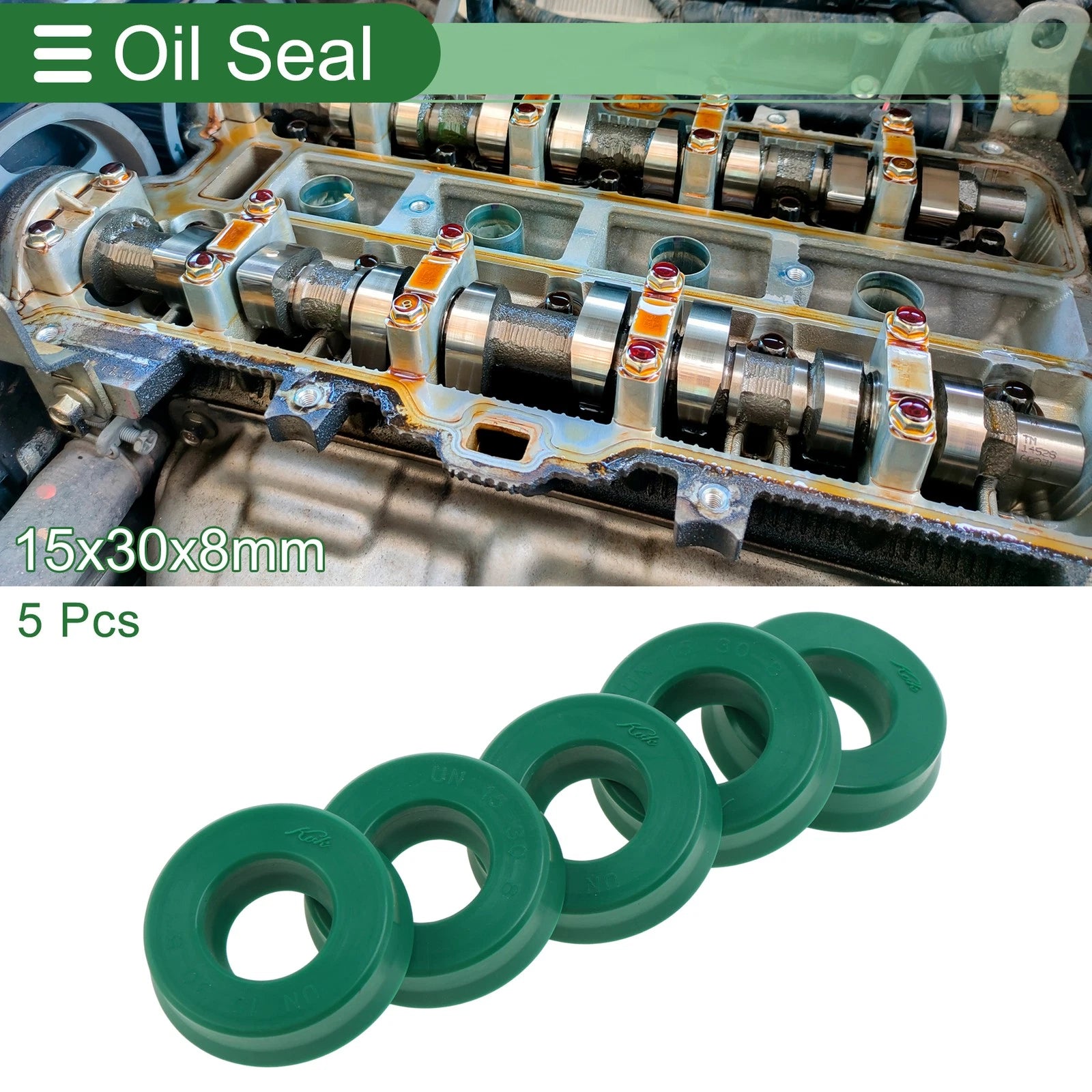 Set of 5 Oil Seal Ring 15x30x8mm for Rotary Shaft (TPU, High Pressure)