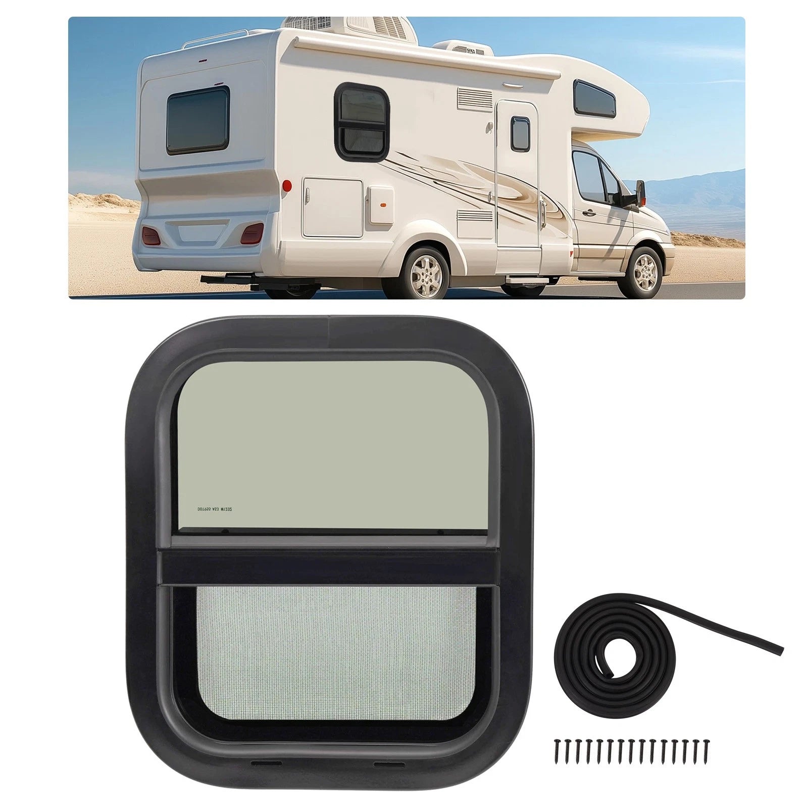 Vertical Slider Window for RV (14"x16", Aluminum, Tempered Glass)