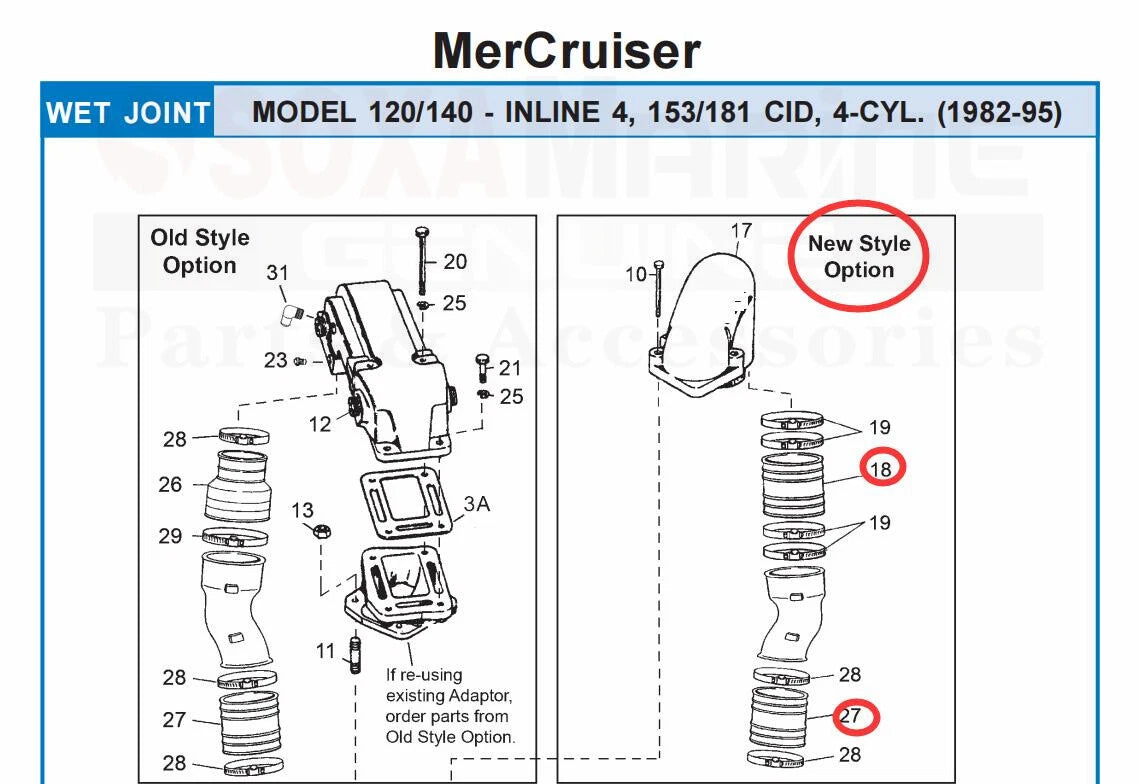 Exhaust Bellow for MerCruiser 120 140 Sterndrive (New Model) 32-44348001, 32-90949