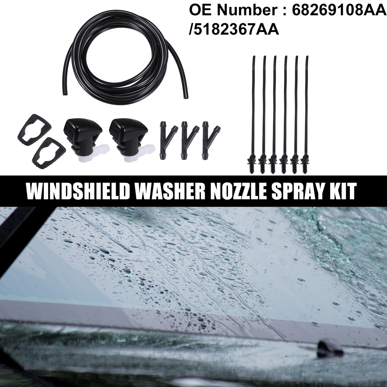 Set of 2 Windshield Washer Nozzles No. 5182367AA for Dodge Durango (2011–2023)