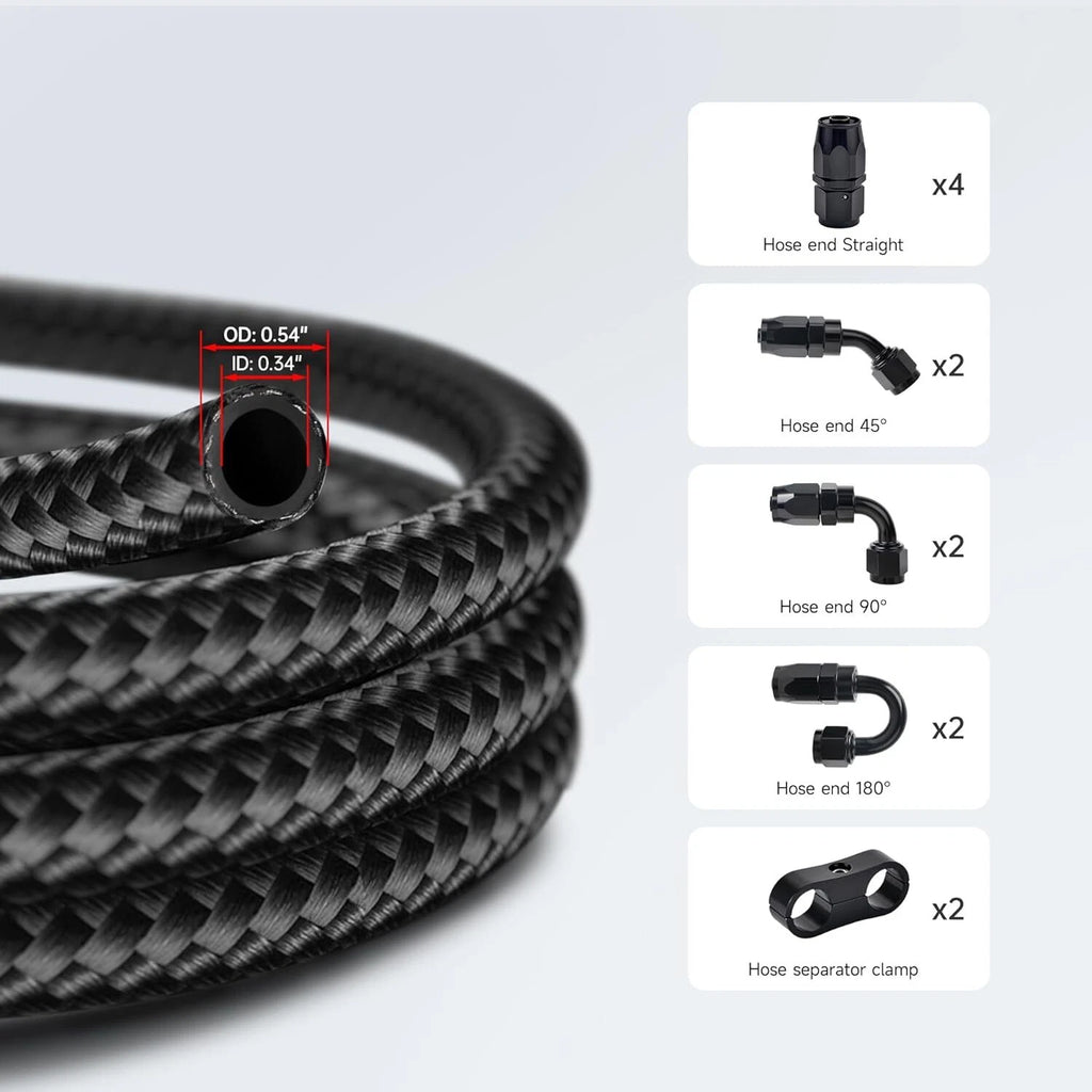 Fuel Line Kit for Universal Vehicles (10FT, 8AN)
