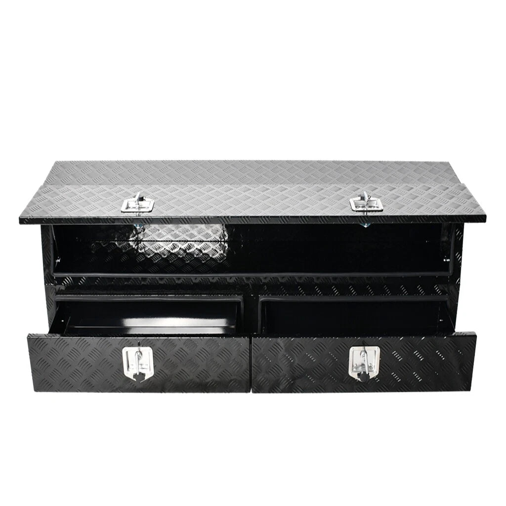 Black Aluminum Tread Tool Box for Truck Pickup Trailer (72"x21"x13.5")