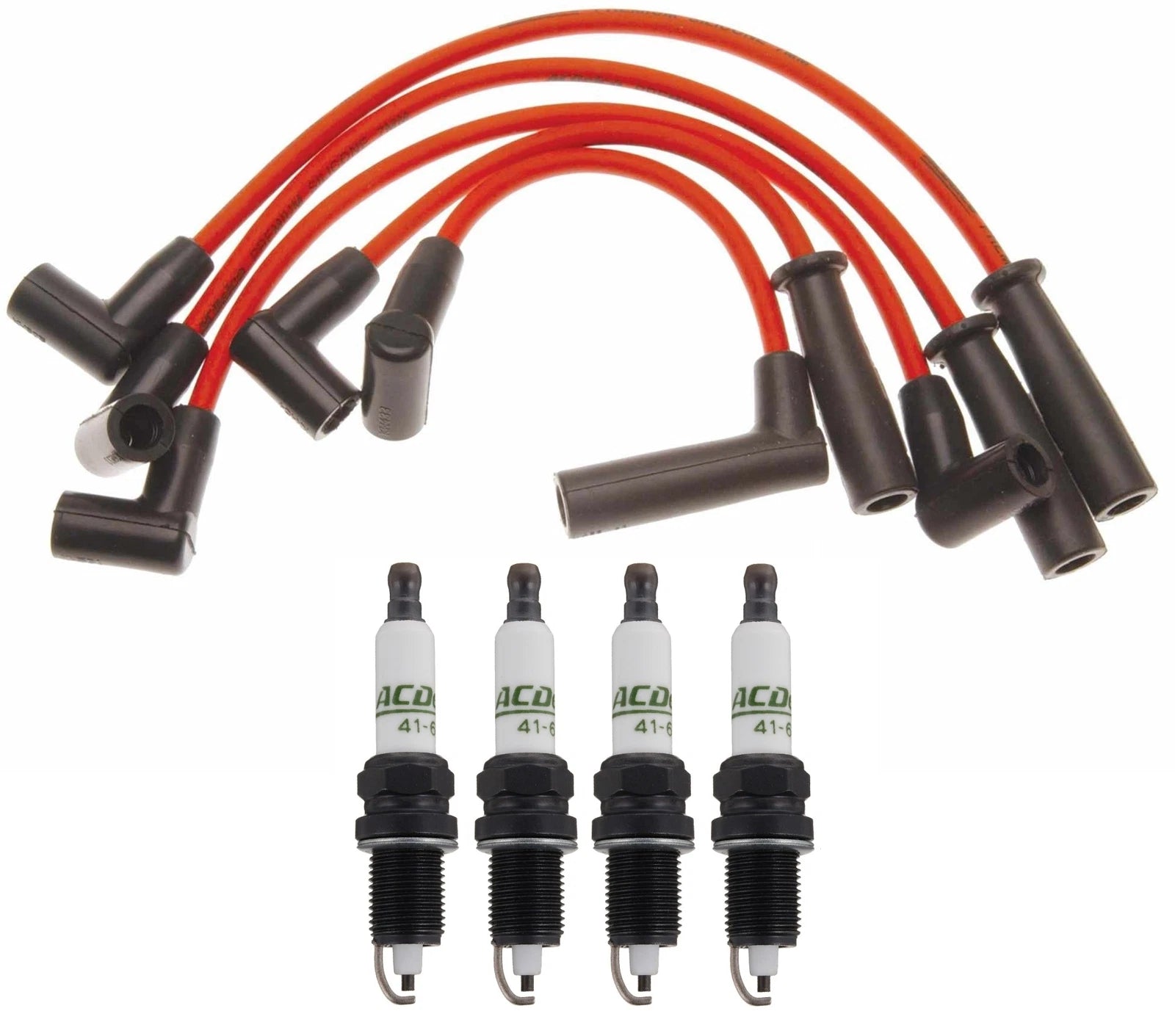 Set of 4 Ignition Wires & ACDelco .035" Spark Plugs for Jeep TJ (1997–2006)