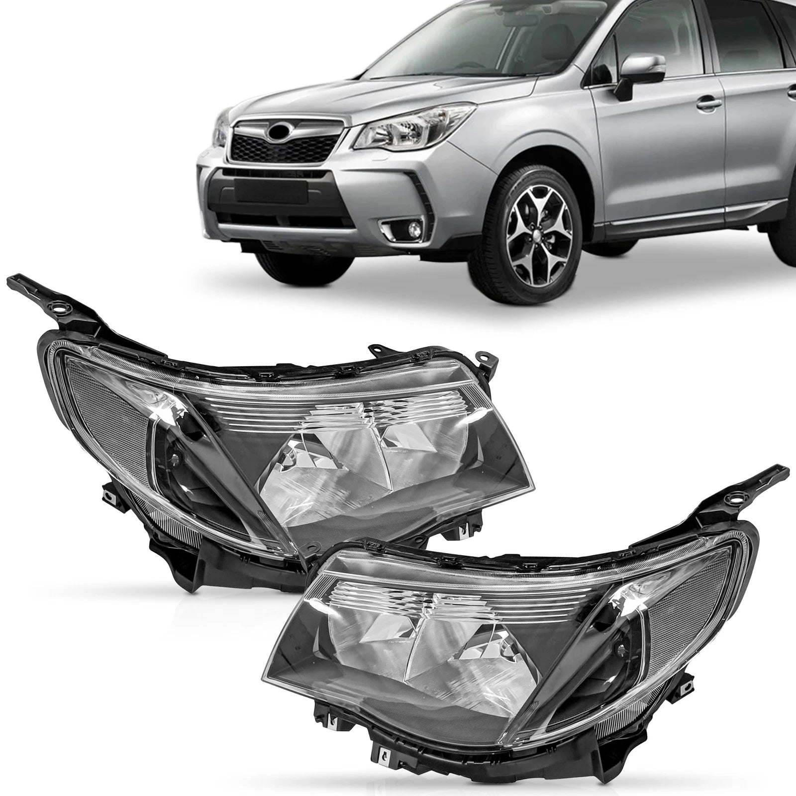Headlight Assembly Set of 2 for Subaru Forester (2009–2013) Halogen Black
