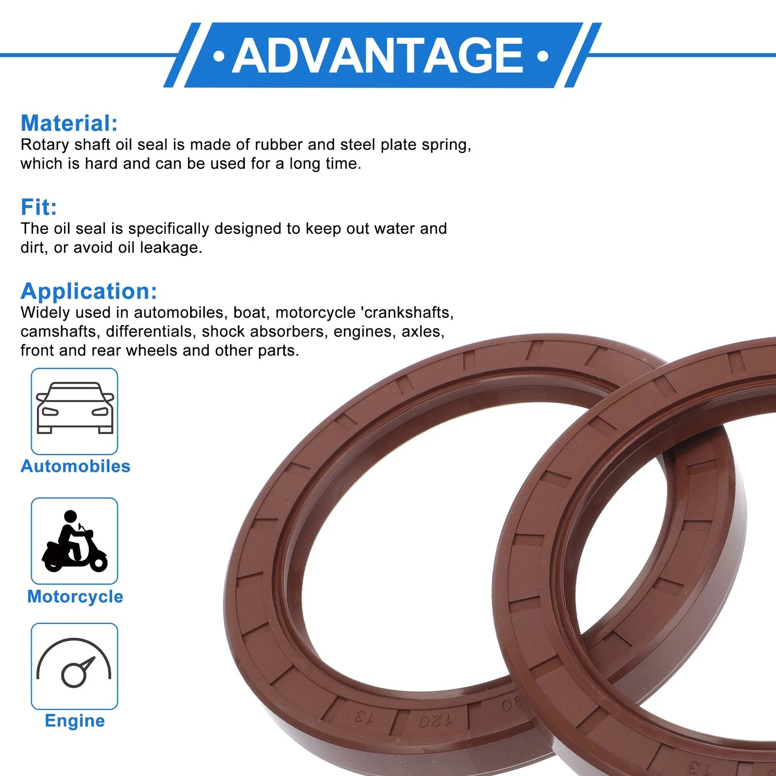 Set of 2 Oil Seal Rotary Shaft Seal FKM Rubber 90x120x13mm