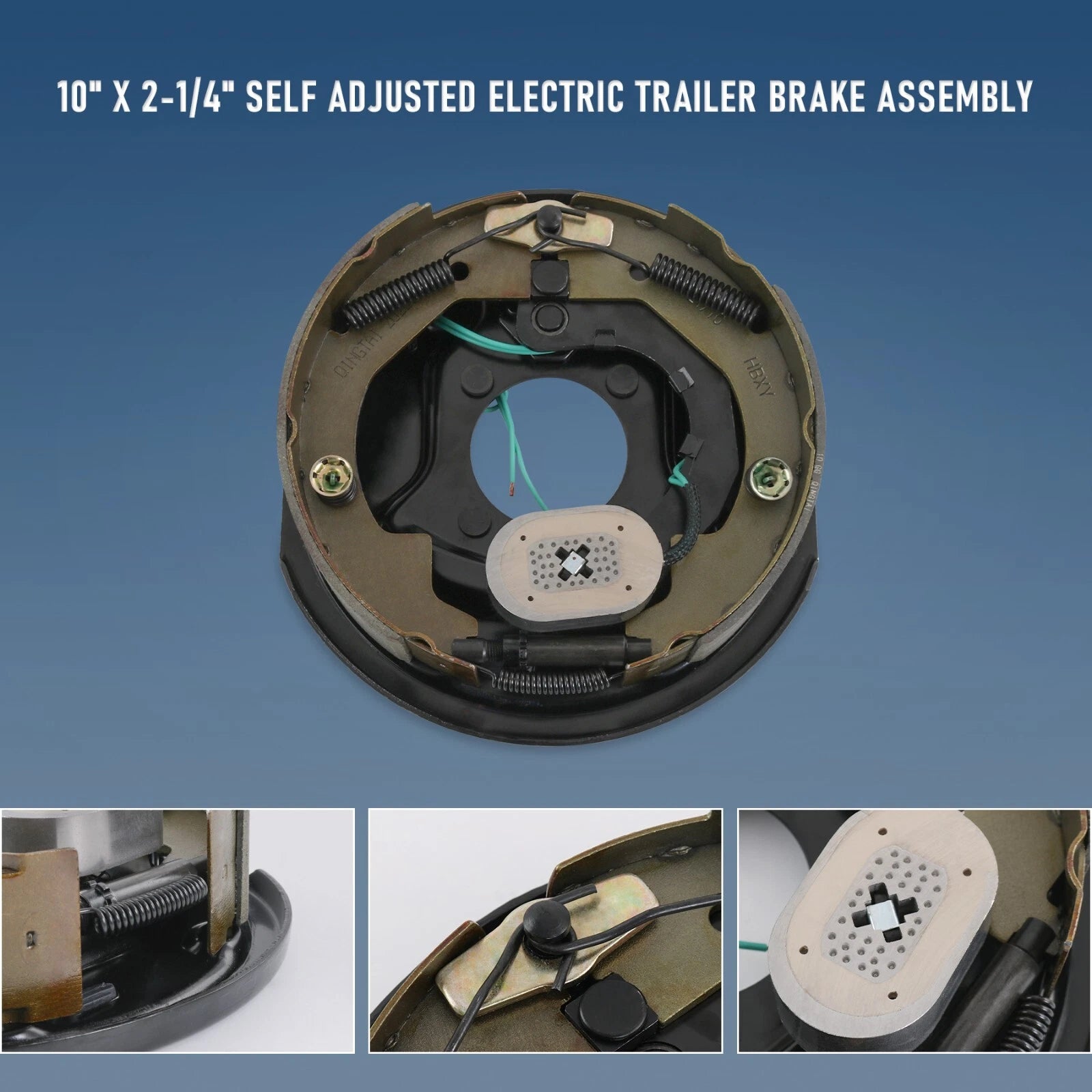 Set of 4 Electric Trailer Brake Assemblies for 3500 lbs Trailers (10"x2-1/4")
