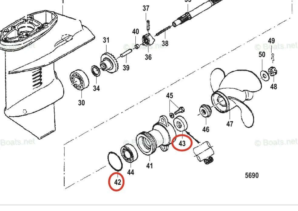 Lower Gearcase Seal & O-ring Kit 26-16130 25-16131 for Mercury Outboard (N/A)