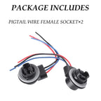 2X Wire Pigtail Female 7440 Turn Signal Light Bulb Socket Connector for