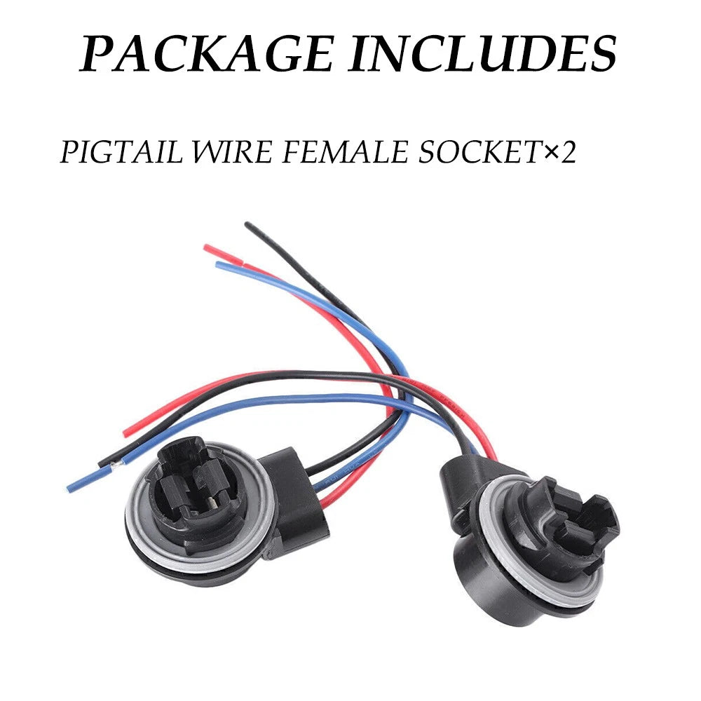 2X Wire Pigtail Female 7440 Turn Signal Light Bulb Socket Connector for