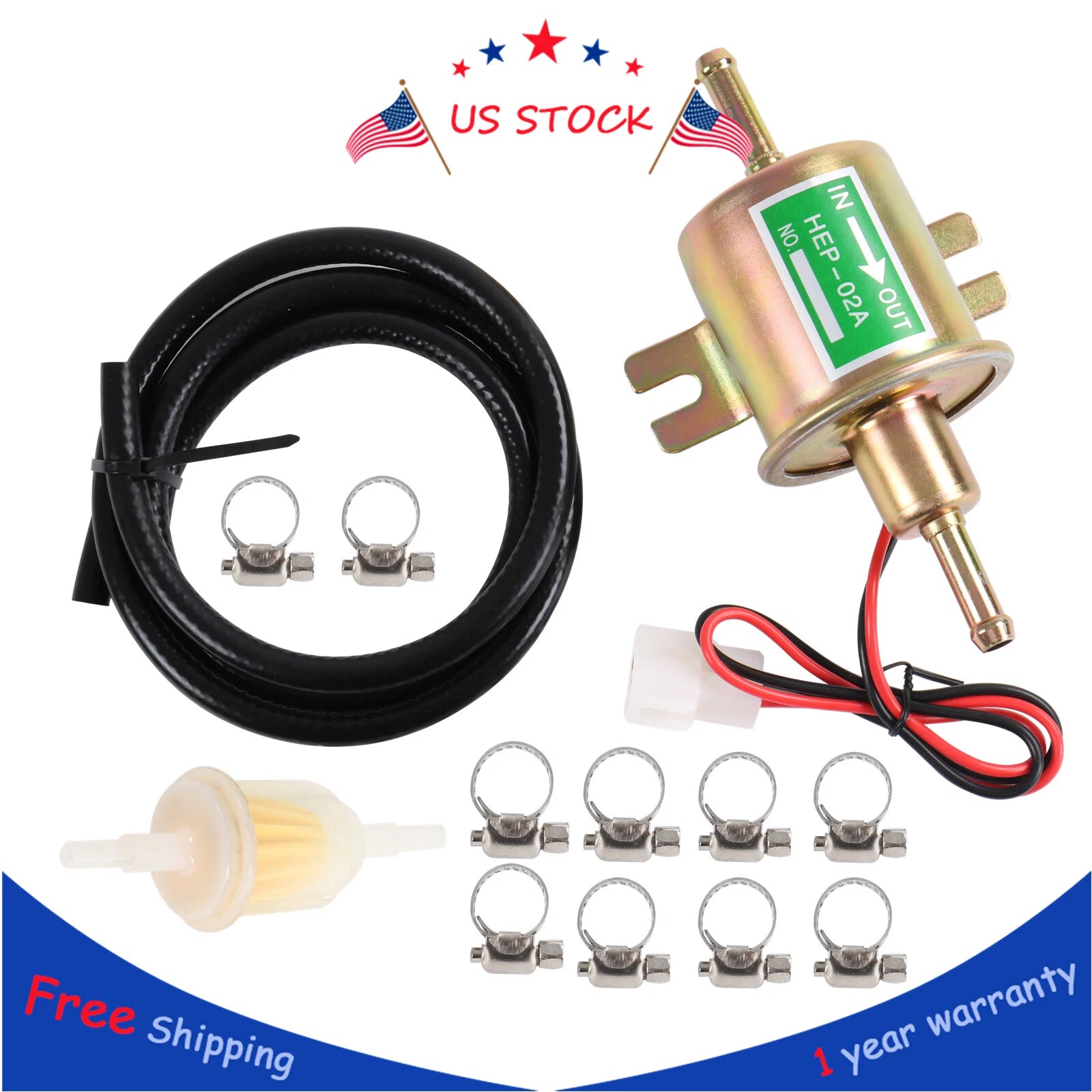 Electric Fuel Pump Kit for Universal Vehicles (12V 2.5-4psi)