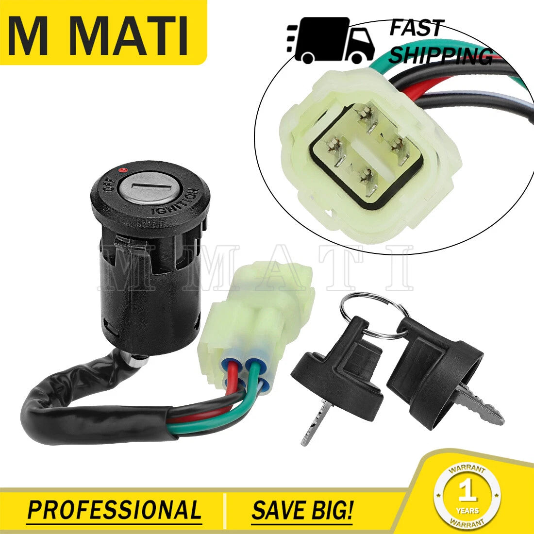 Ignition Key Switch for Kawasaki KFX 50 (2007–2009, 2013–2023) / KFX 90 (2007–2023)