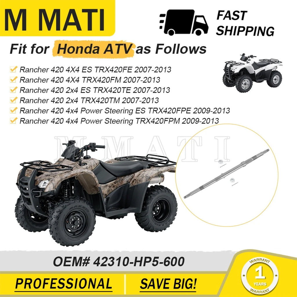 Rear Axle Shaft & Nut for Honda TRX420 FE FM Rancher 420 (2007–2013) 42310-HP5-600
