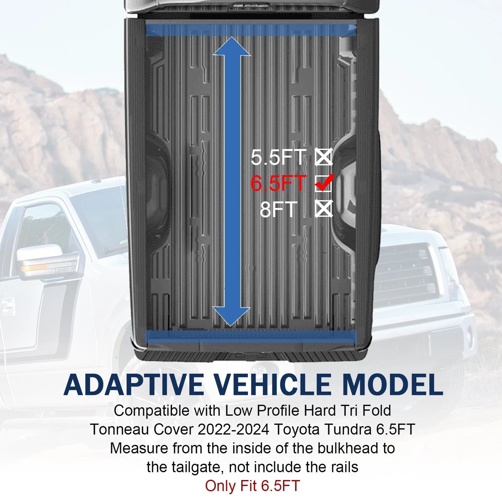 6.5FT Low Profile Hard Folding Tonneau Cover for Toyota Tundra (2022–2025)