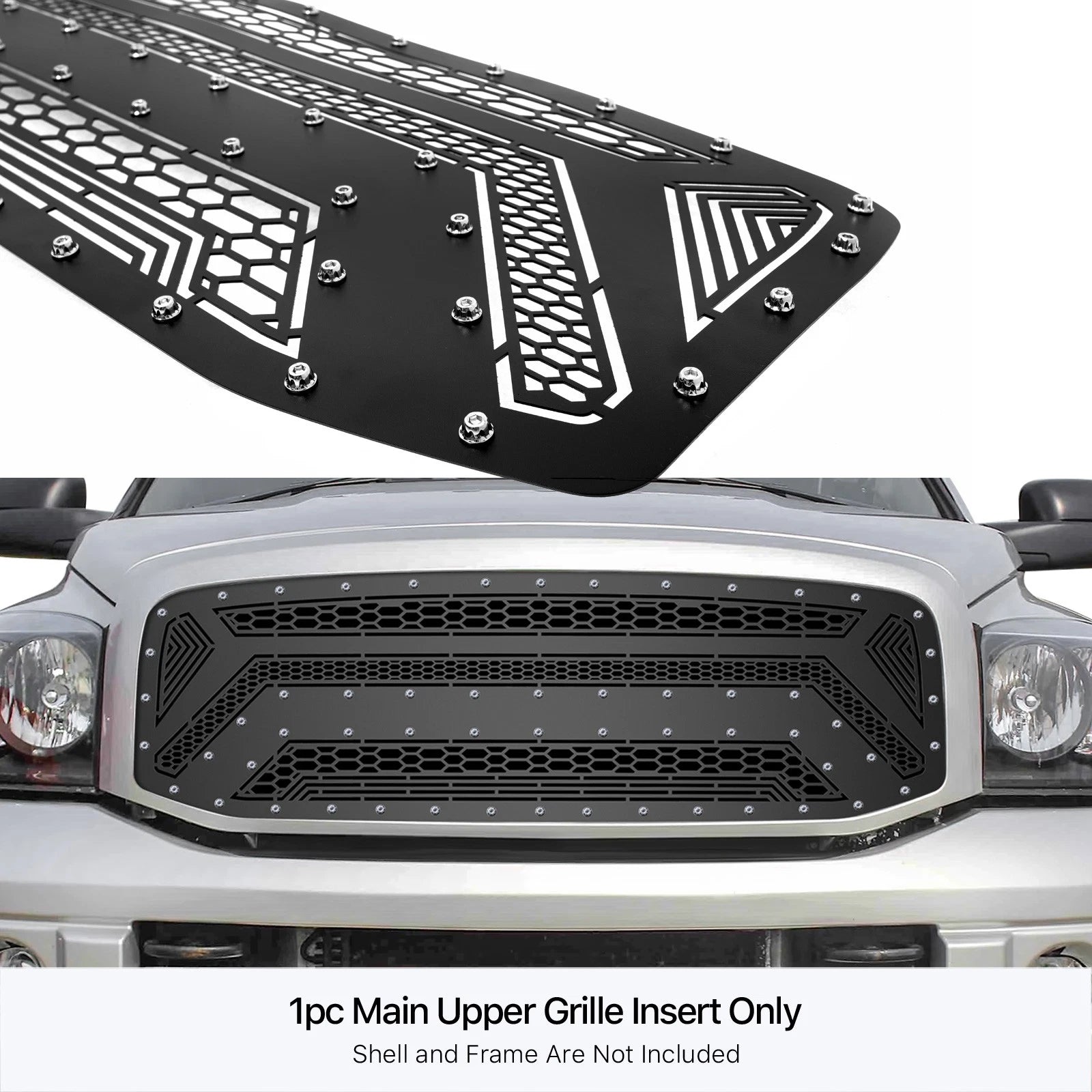 Upper Stainless Black Grille Insert for Dodge Ram 1500/3500 (2006-2009)