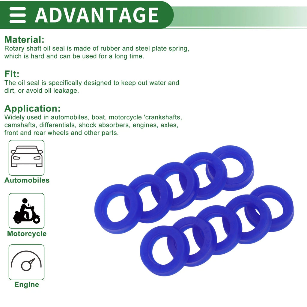 Set of 10 Oil Seal Ring 14x22x6mm for Rotary Shaft (High Pressure)