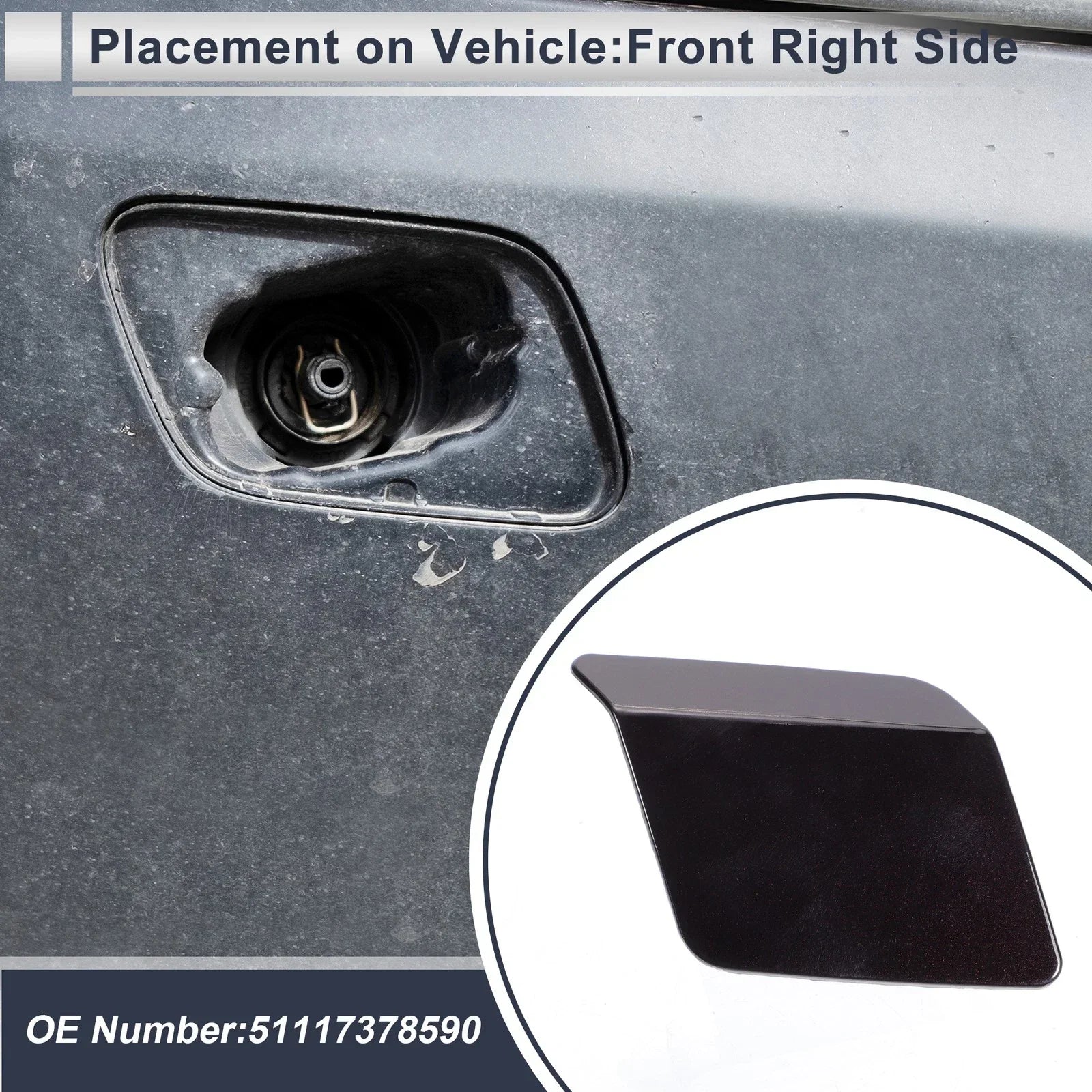 Front Right Side Bumper Headlight Washer Nozzle Cover Cap for BMW X5 F15 Black