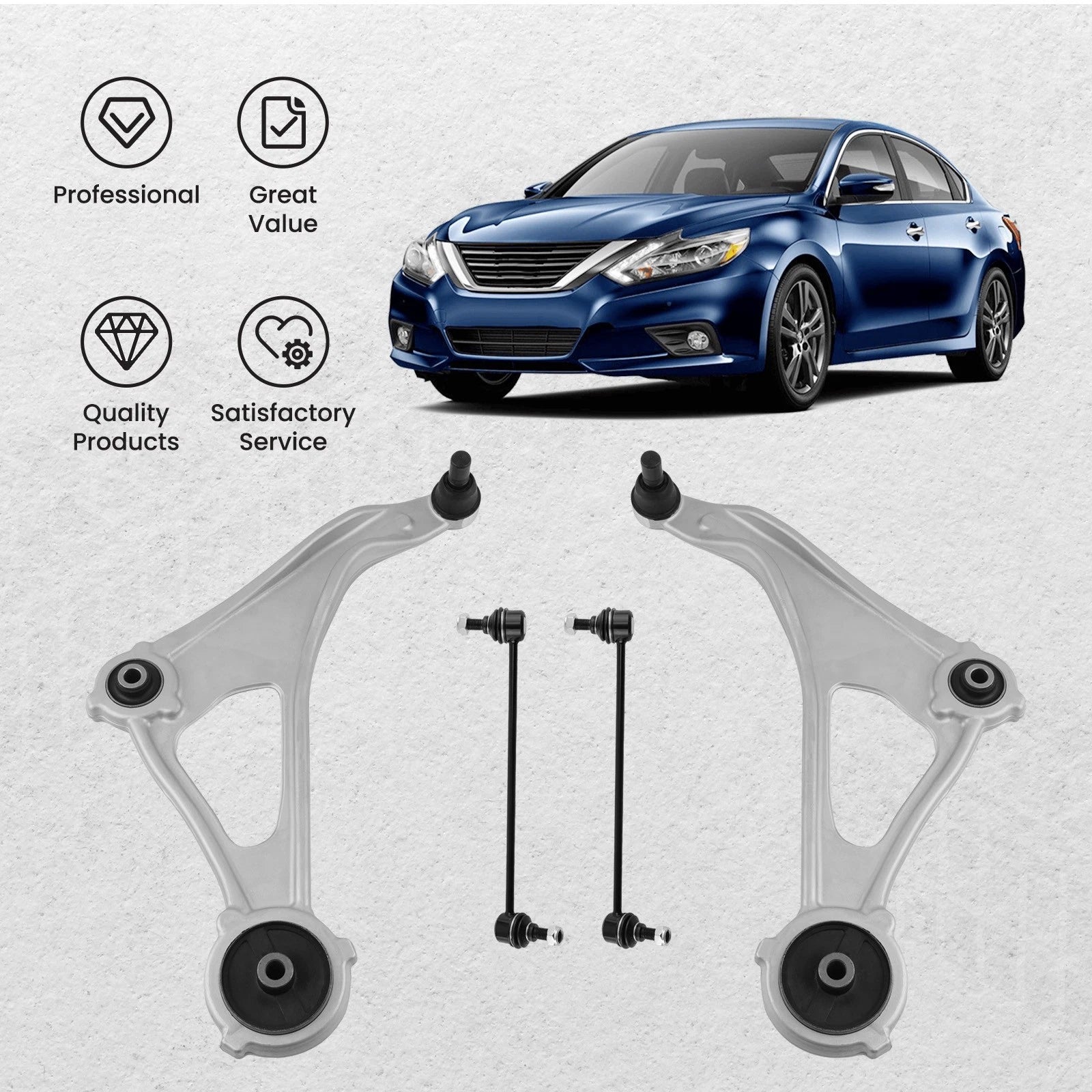 Set of 4 Front Lower Control Arms w/ Ball Joint for Nissan Altima (2013–2018)
