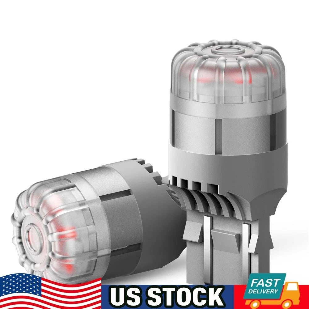 2pcs Red LED Turn Signal Tail Brake Light Bulbs for AUXITO 7443 7440 7444