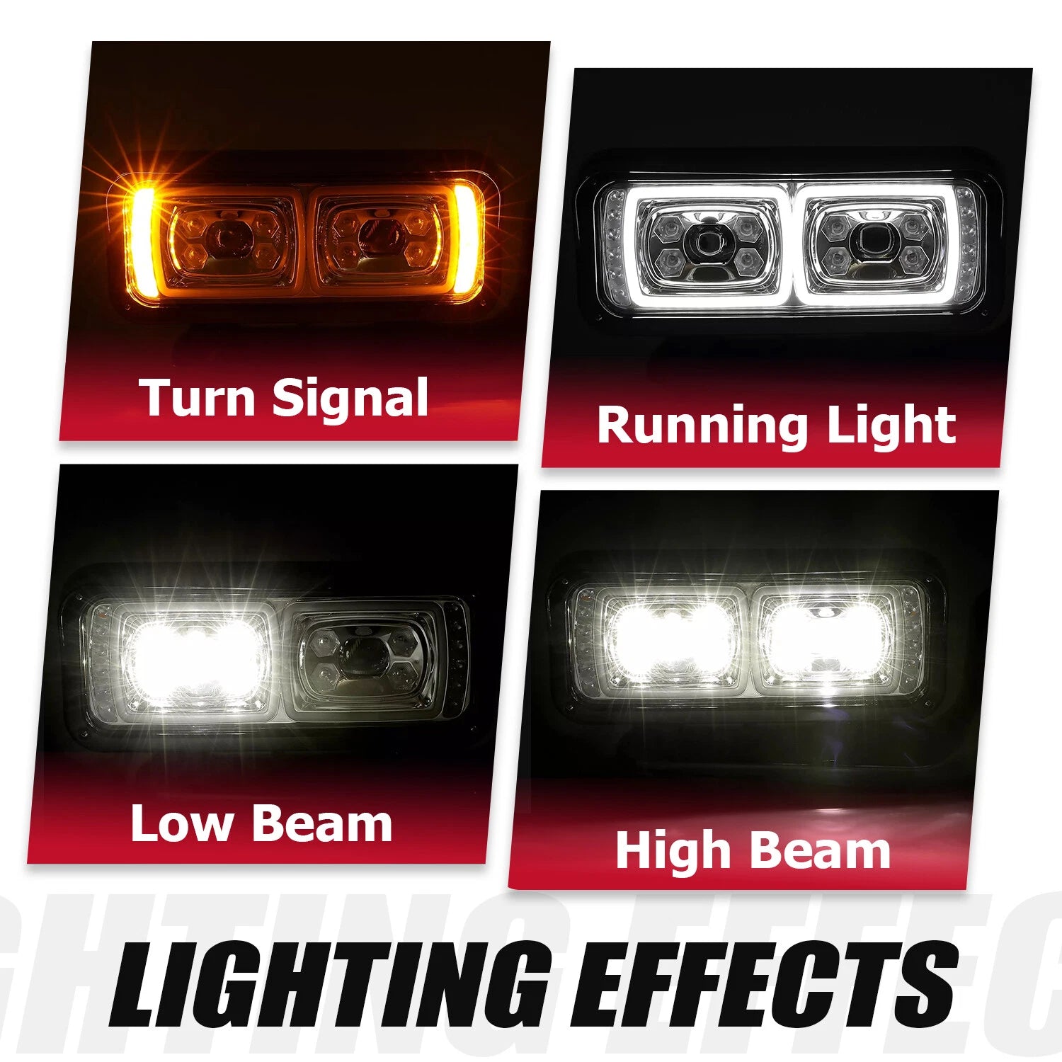 Full LED Dual Projector Headlights Assembly for Peterbilt 379 357 359 389