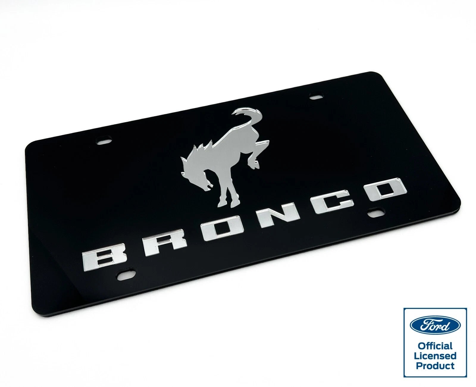 Acrylic Premium Black License Plate Frame for Ford Bronco Block Letters (1966–1996)