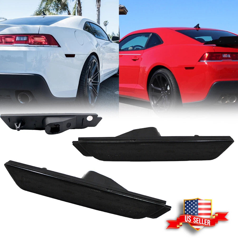 2X Smoked Black Lens Rear Side Marker Lights for Chevy Camaro (2010–2015)