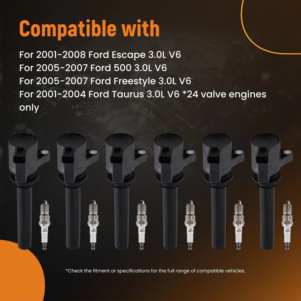 6X Ignition Coils for Ford Taurus/Mercury Sable 3.0L (2000–2004) XS2Z12029AA