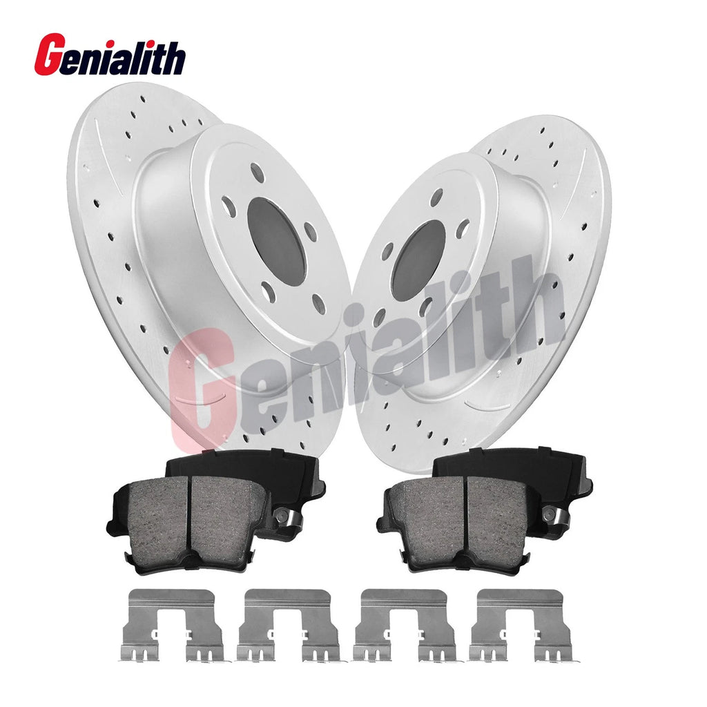 Rear Drilled Brake Rotors & Ceramic Brake Pads Kit for Dodge Charger (2006–2020)