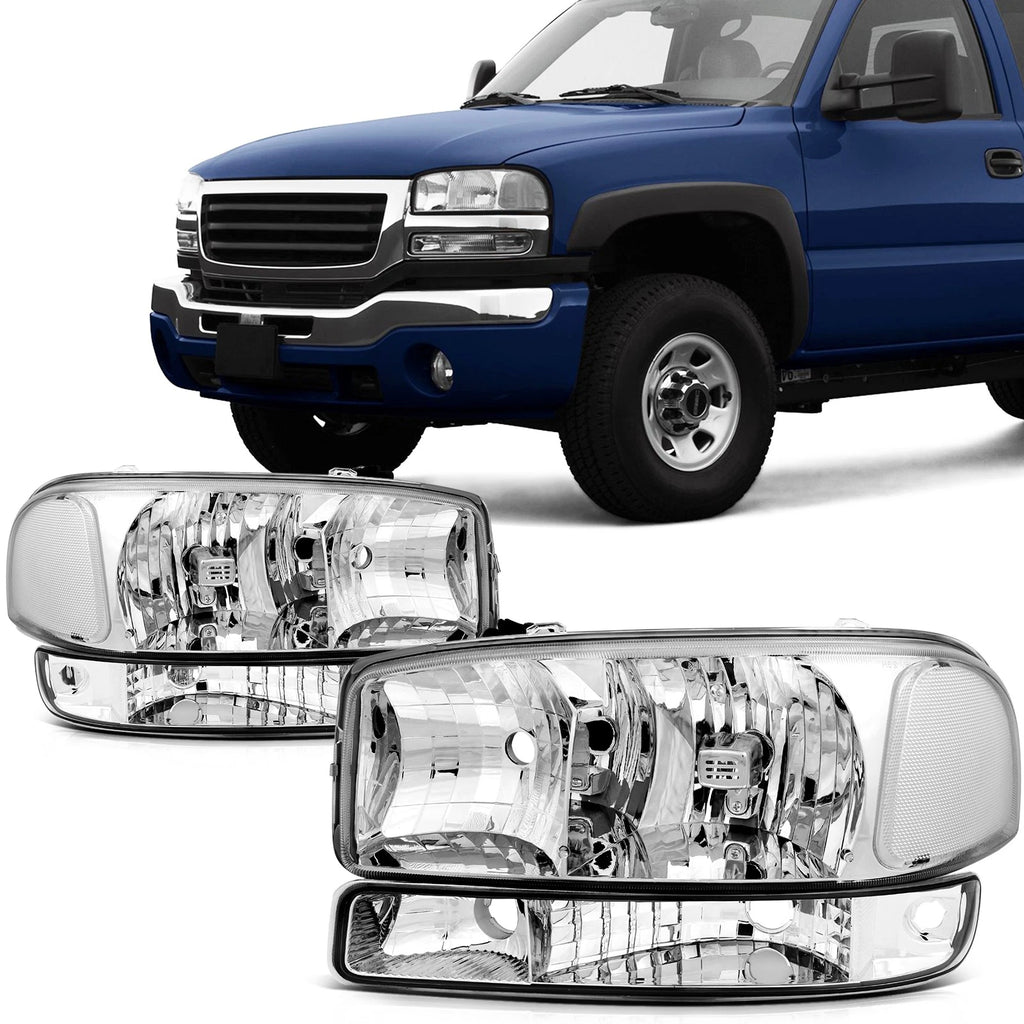 Headlight Set for GMC Sierra 1999–2007 + Bumper Lights Left & Right