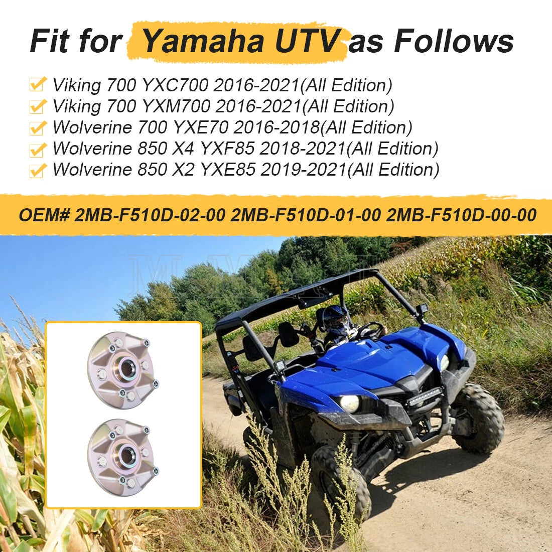 2 Pack Front/Rear Wheel Hub for Yamaha Wolverine Viking 700 850 (2015–2021) 2MB-F510D-02-00