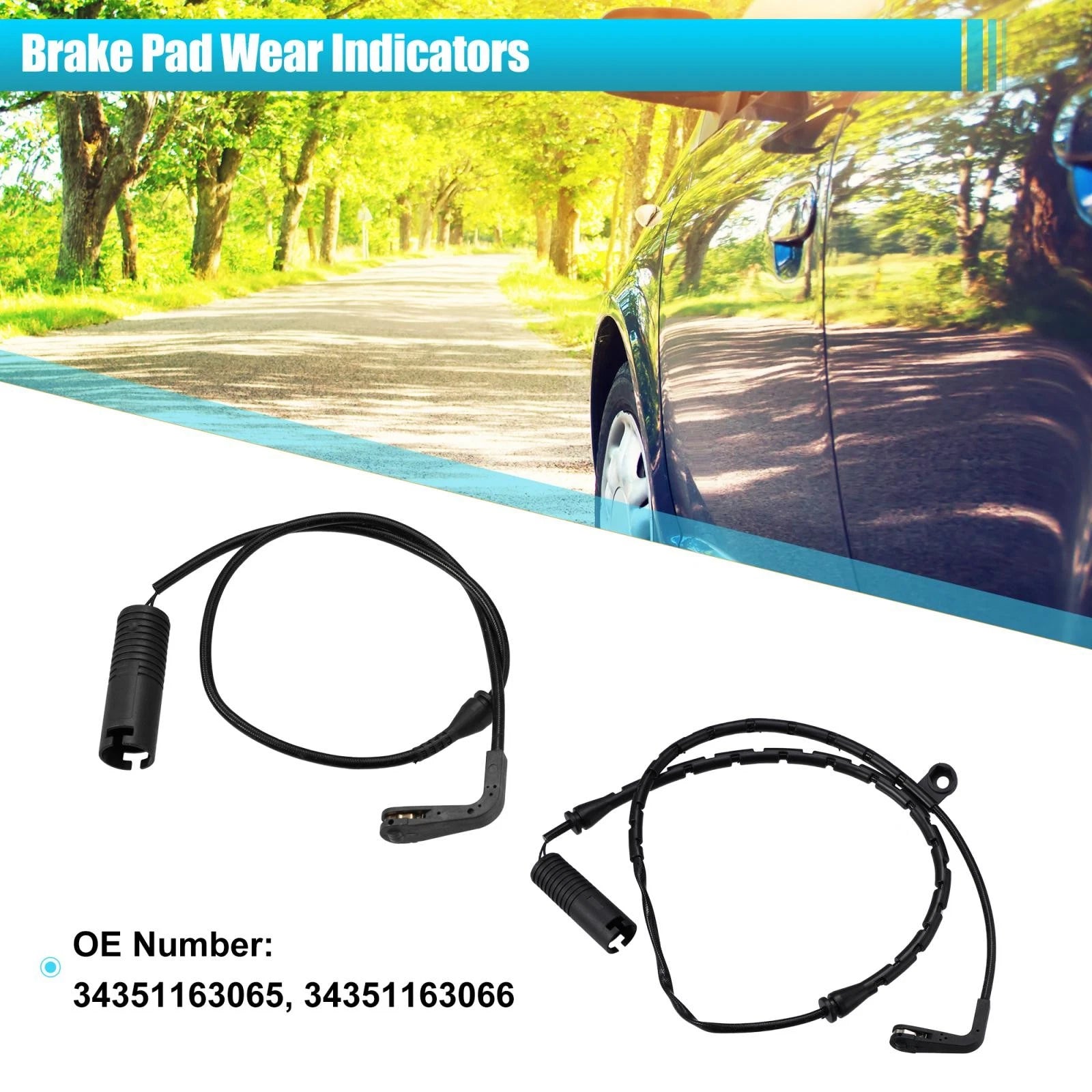 2X Brake Pad Wear Sensor for BMW 528i 540i 530i 525i M5 (2000–2006) 34351163065