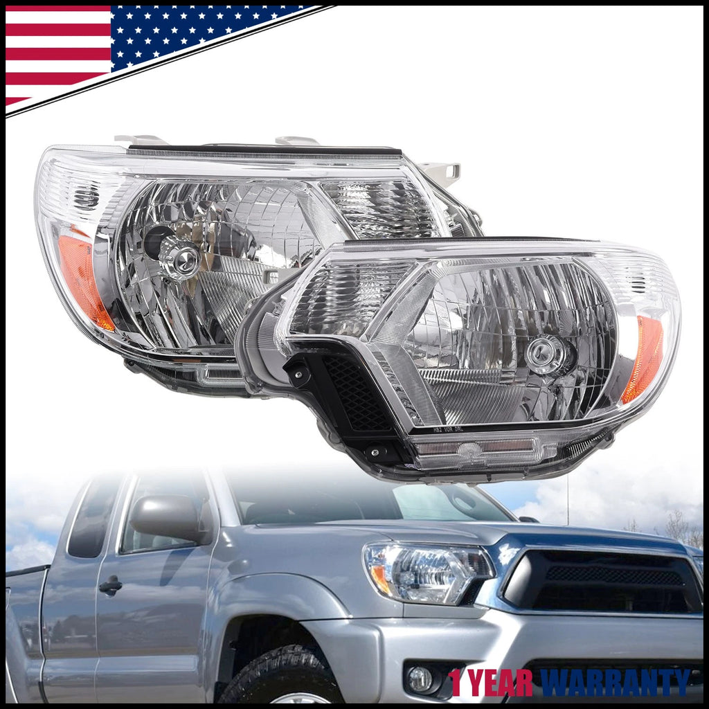 Pair Chrome Headlight Assembly for Toyota Tacoma (2012–2015)