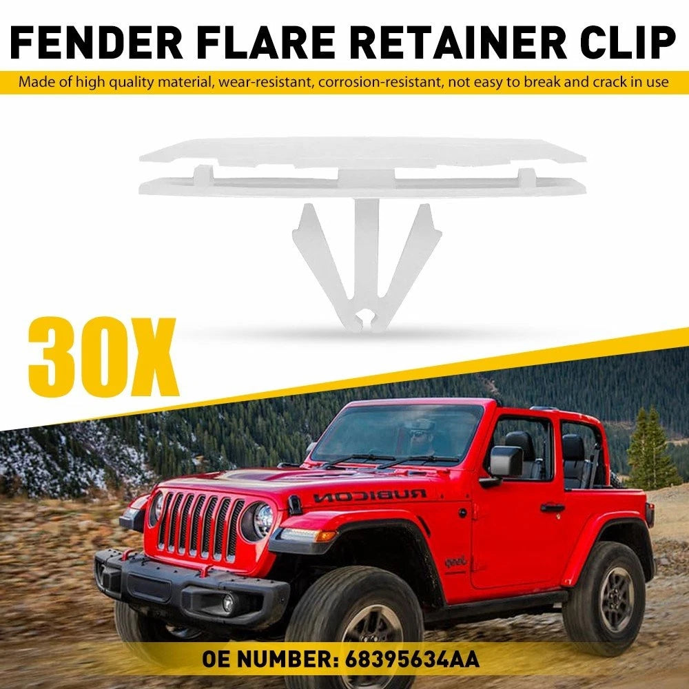 30Pcs Fender Flare Retainer Clips for Jeep Wrangler JL (2018–2020) Gladiator (2020)