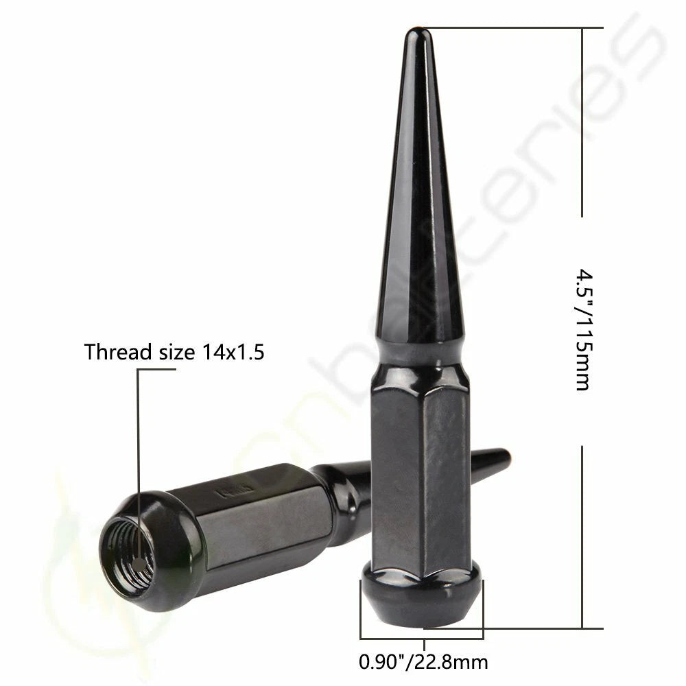 32 Pcs Black Spike Lug Nuts 14x1.5mm for Chevrolet Ford GMC (Fits All)