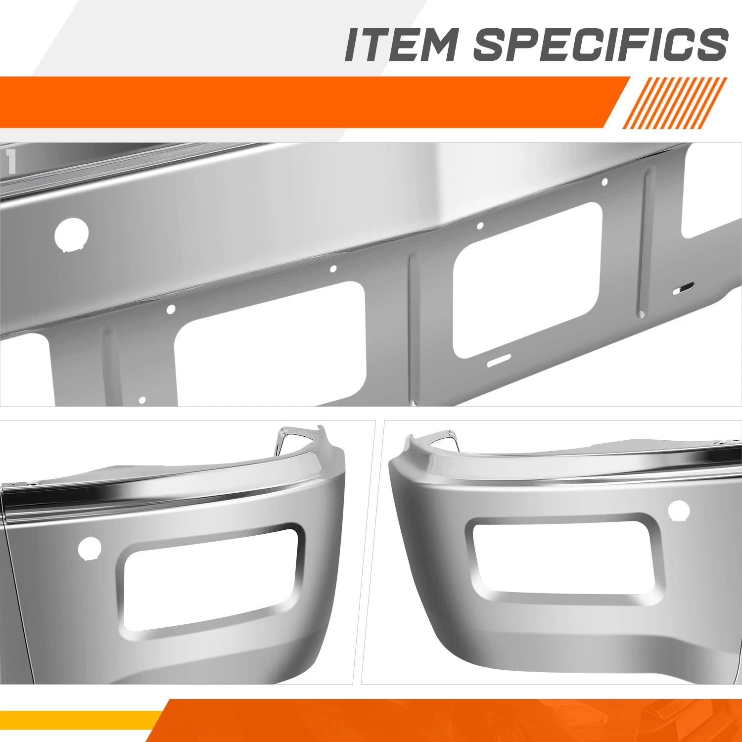 Front Bumper Face Bar for Silverado 1500 (2014–2015) Chrome, Fog Lamp, Parking Hole