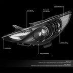 Pair of Black/Clear Signal Projector Headlights for Sonata (2011–2014)