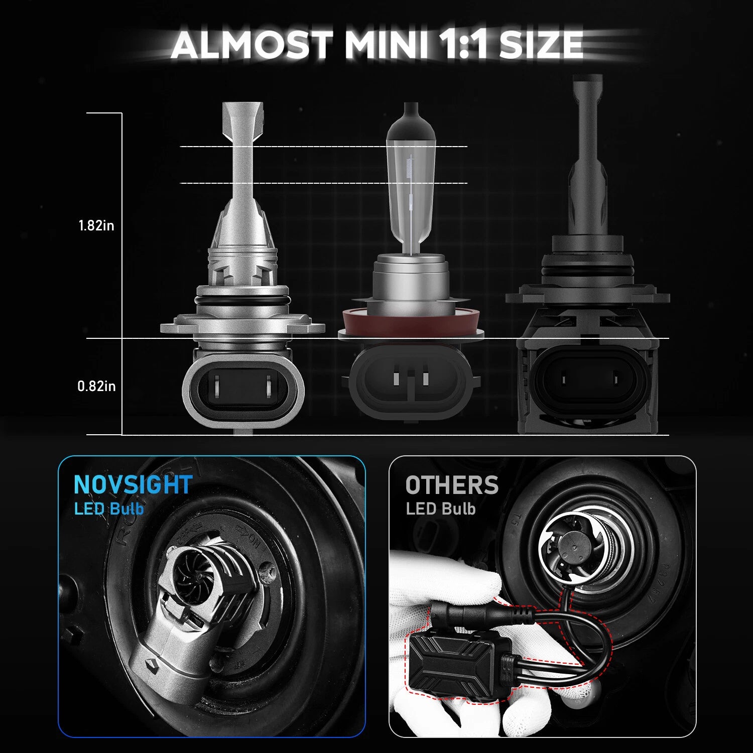 2X NOVSIGHT 9005 HB3 LED Headlight Bulbs Kit 6500K for