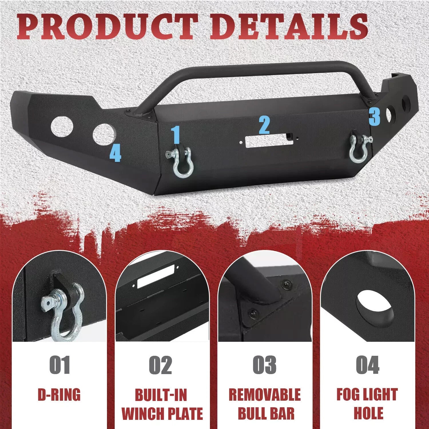 Powder Coated Steel Front Bumper for Chevy Silverado 2500HD 3500HD (2011–2014)