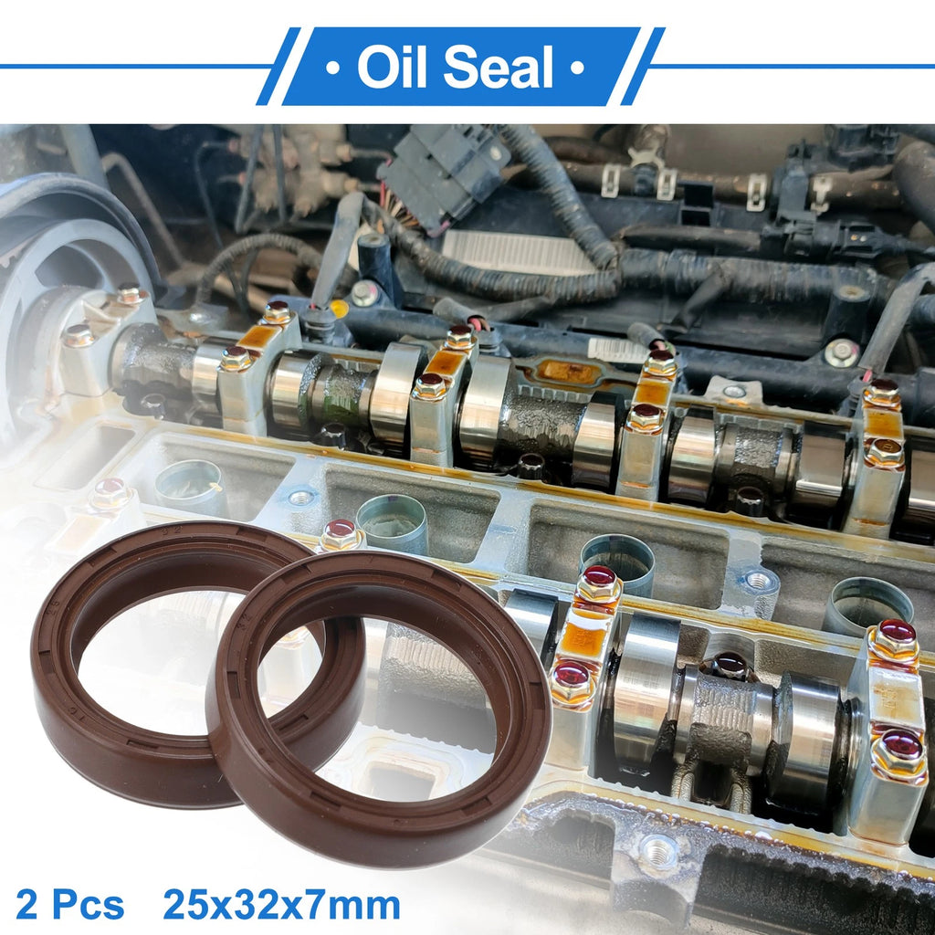 Set of 2 Oil Seal Rotary Shaft Seal FKM Rubber 25x32x7mm