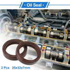 Set of 2 Oil Seal Rotary Shaft Seal FKM Rubber 25x32x7mm
