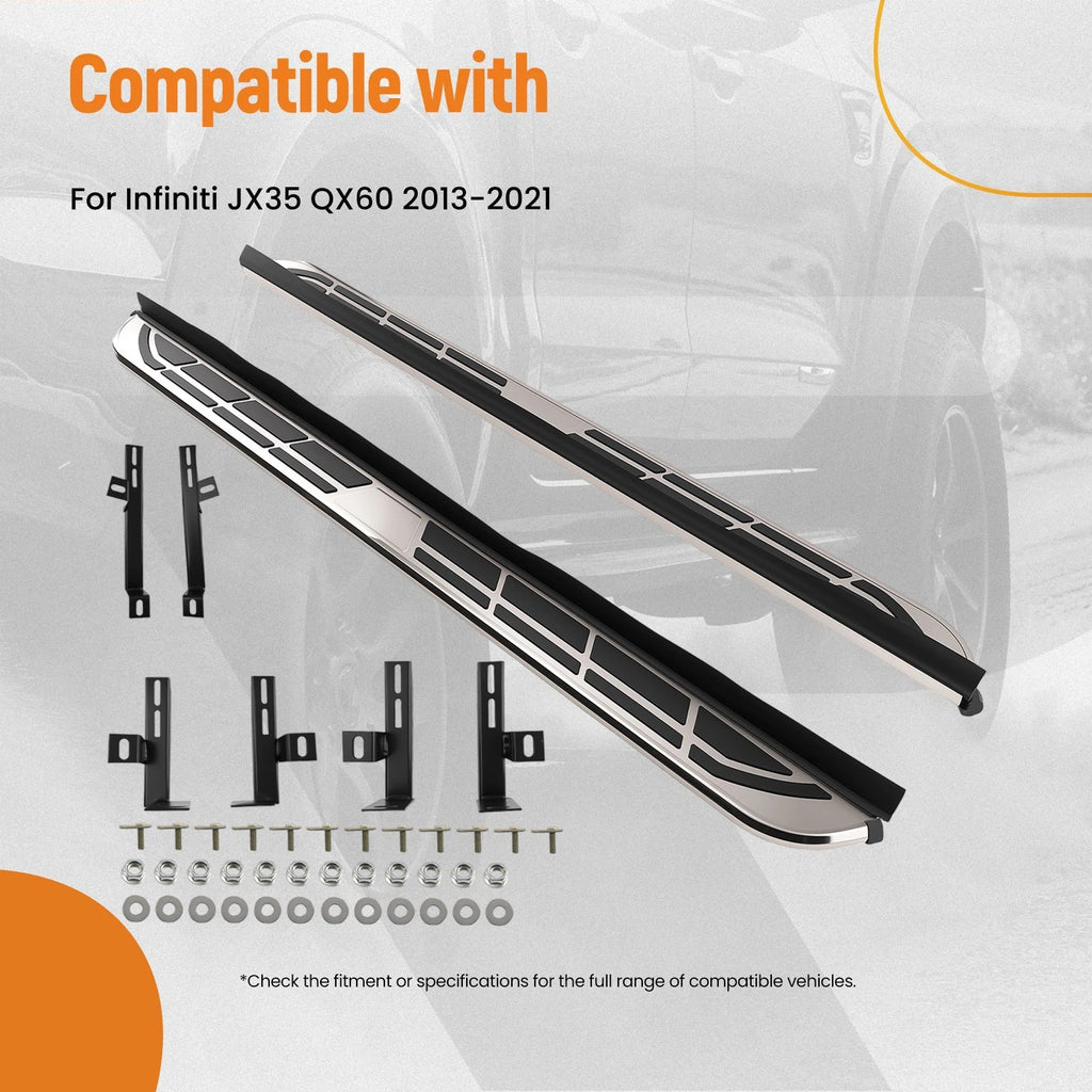 Anti-Slip Side Step Bars for Infiniti JX35 QX60 (2013–2021) Black Running Boards
