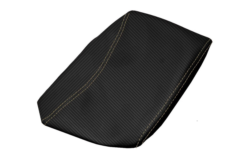 Console Lid Armrest Cover for BMW E46 (1999–2004) Carbon Fiber Beige Stitch