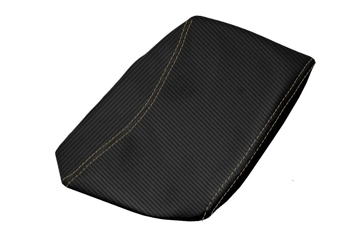 Console Lid Armrest Cover for BMW E46 (1999–2004) Carbon Fiber Beige Stitch