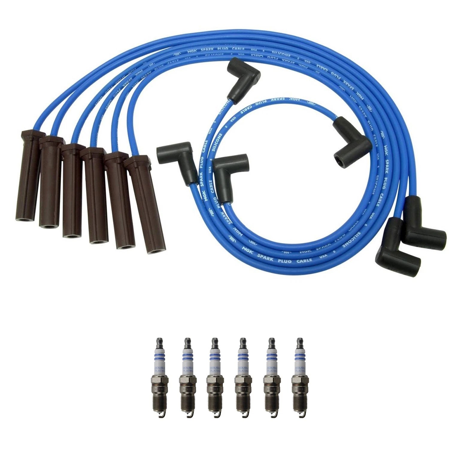 NGK Wire Set & Bosch 6 Double Platinum Spark Plugs for Alero Impala Malibu (1999–2005)