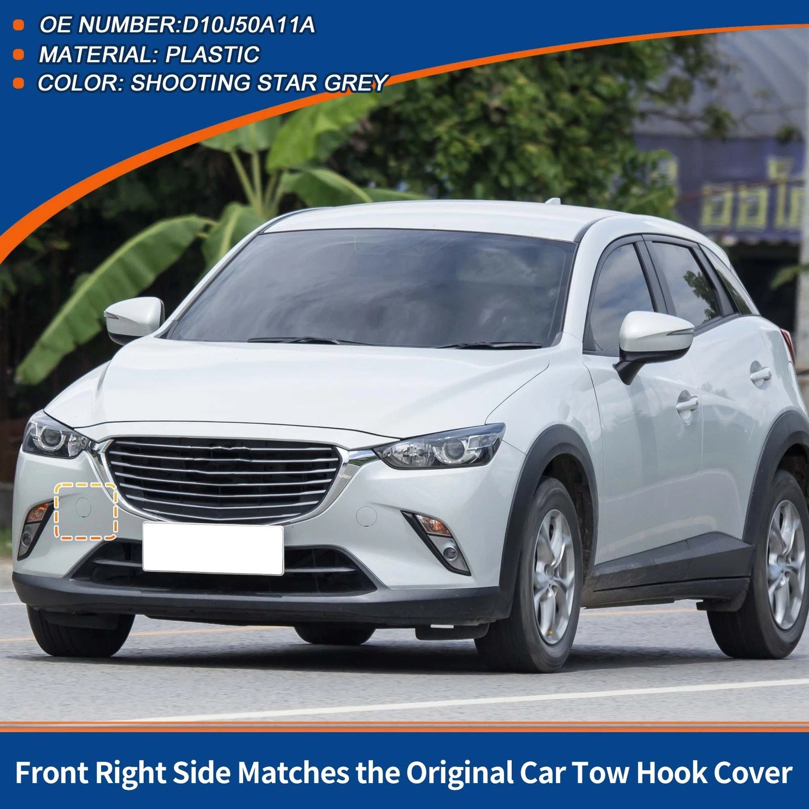 Front Tow Hook Cover for Mazda CX-3 (2016–2021) No.D10J50A11A Shooting Star Grey