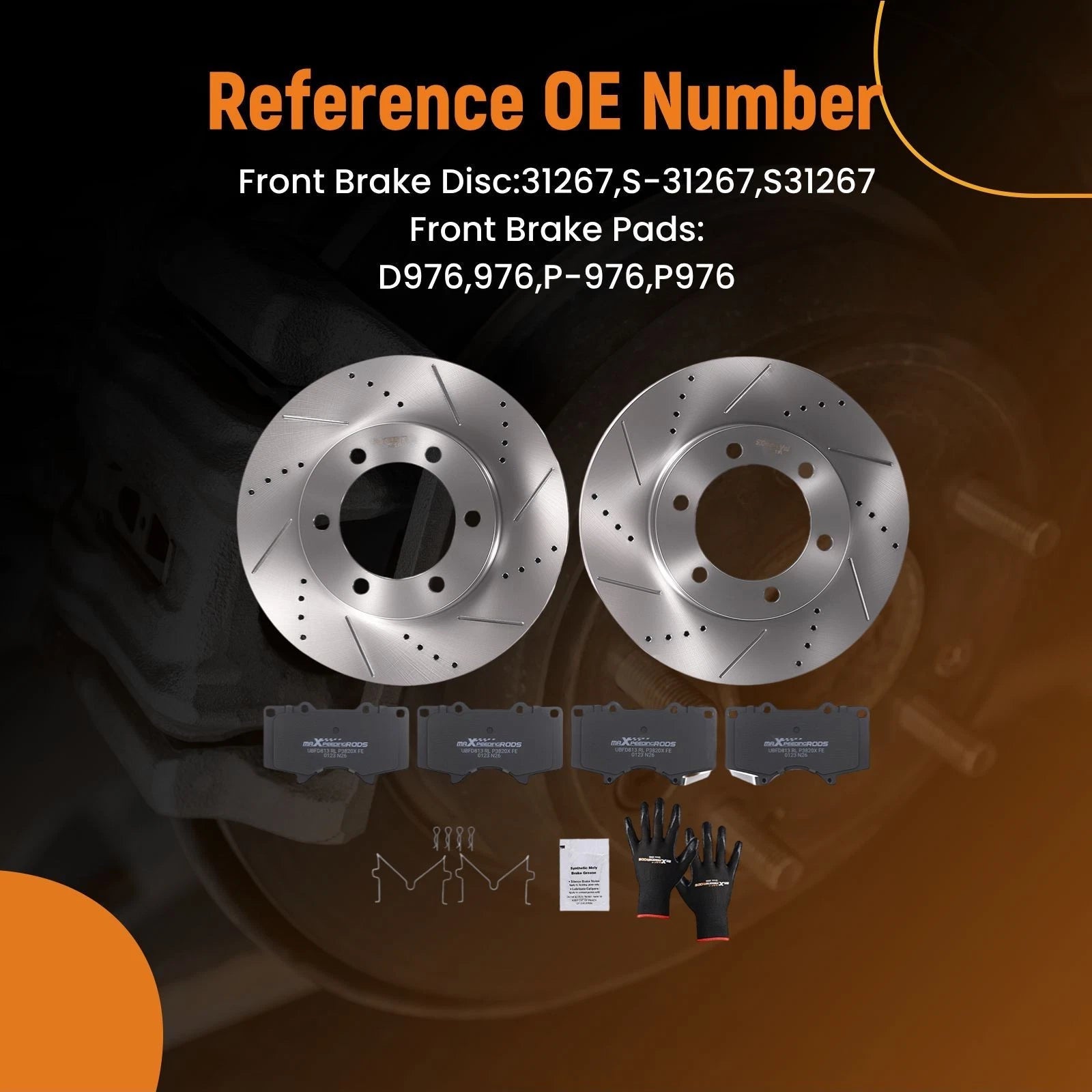Front Brake Rotors & Pads Kit for Toyota Tundra (2000–2006) S31267 D976