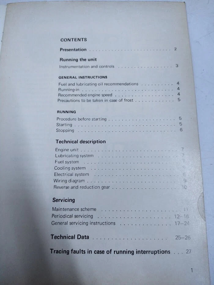 Marine Carburetor Engine Instruction Book for Volvo Penta 2505B