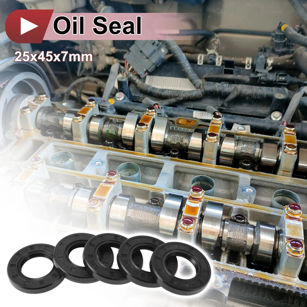 Set of 5 Rotary Shaft Oil Seals 25x45x7mm Nitrile Rubber 70 Durometer