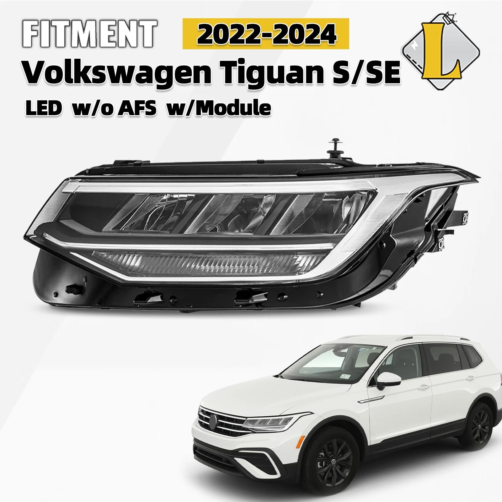 LED Headlight for Volkswagen Tiguan S|SE (2022–2024) W/O AFS Left Driver Side