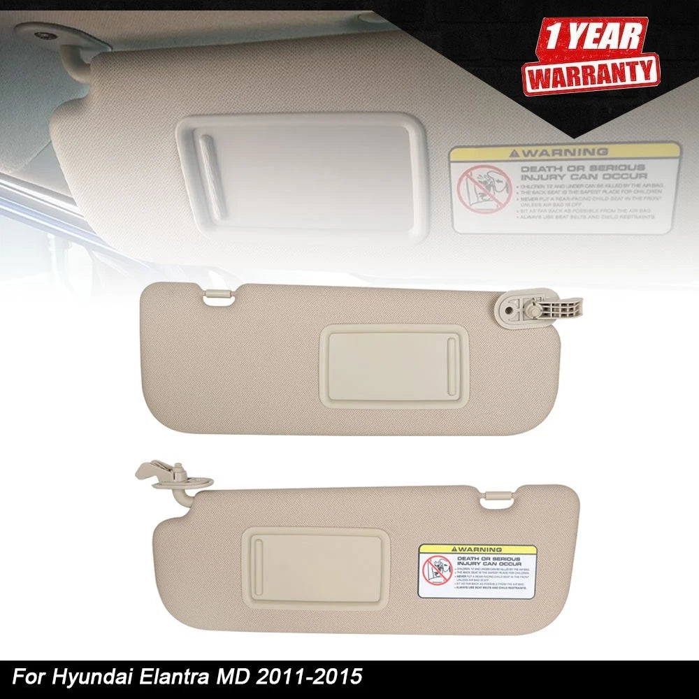 2X Sun Visor with Mirror for Hyundai Elantra (2011â2015) Beige